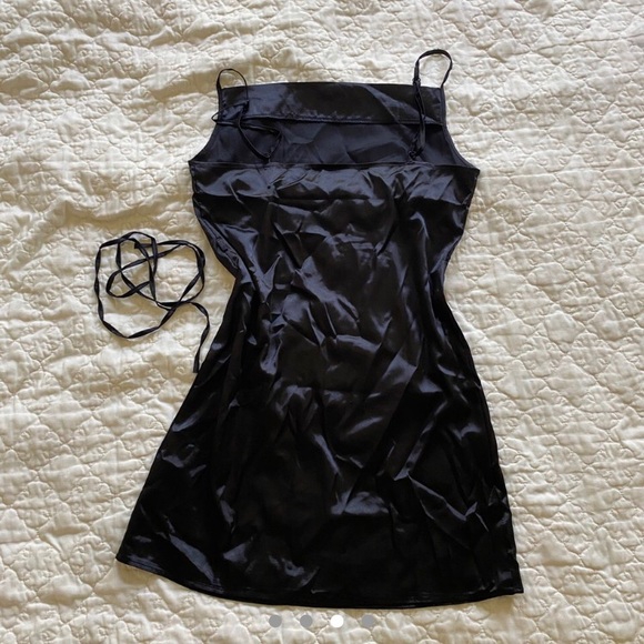 Silk Black Gothic Slip Dress - Picture 2 of 4